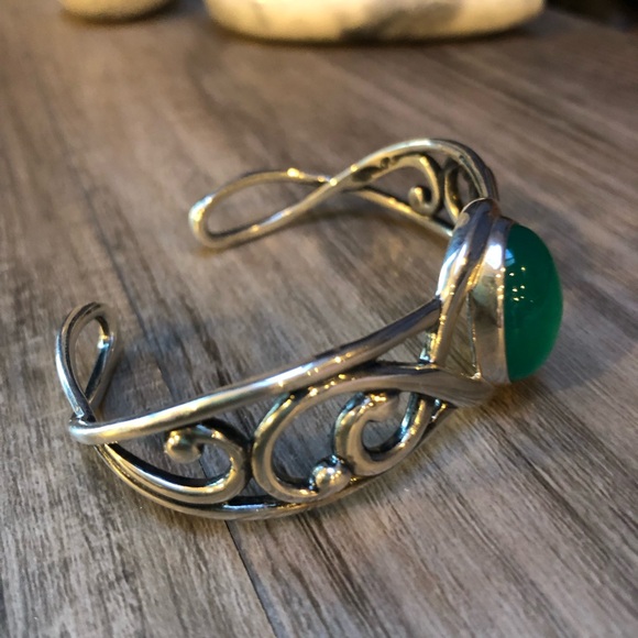 Carolyn Pollack Sterling Paradise Green Chalcedony Cuff Bracelet 💚 - Picture 4 of 9